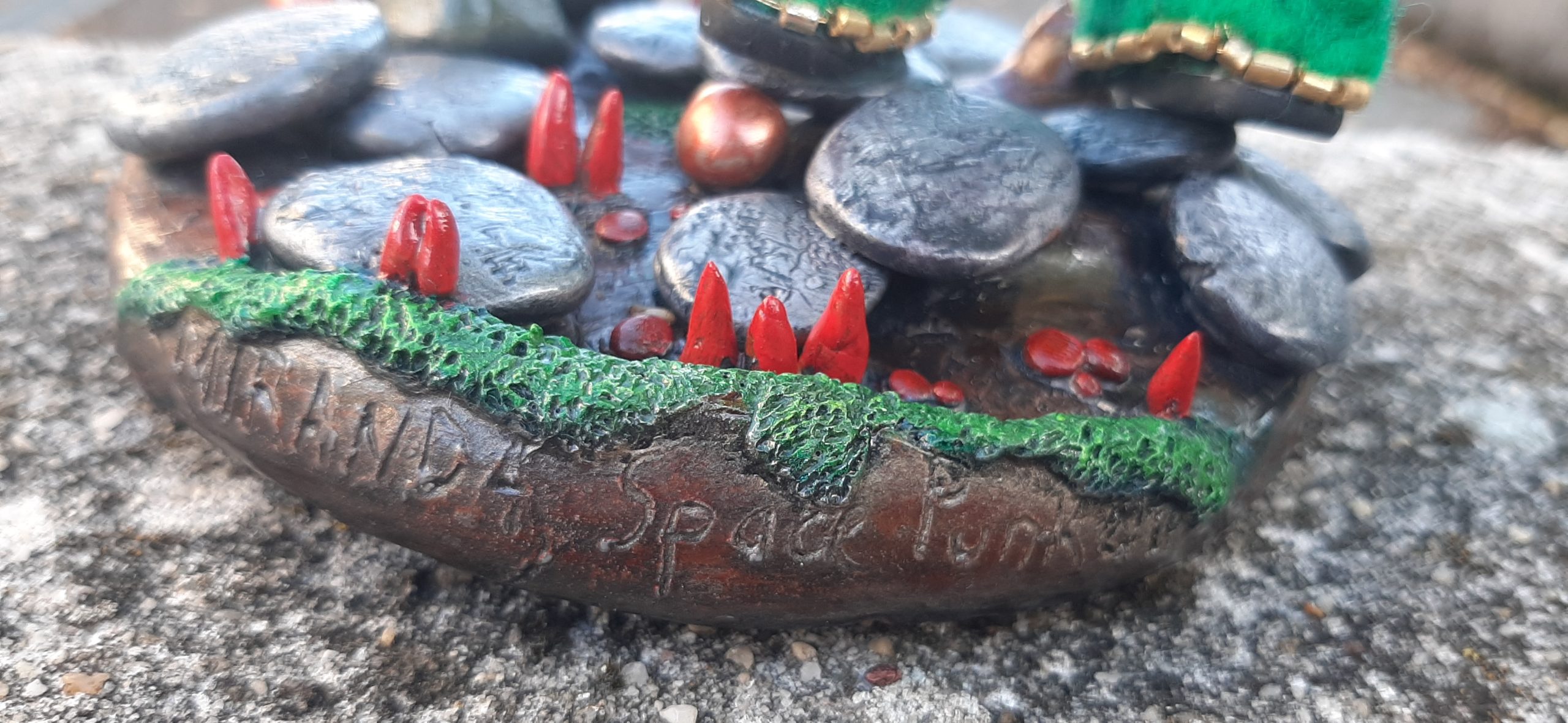 extraterrestrial moss, plants and pebbles